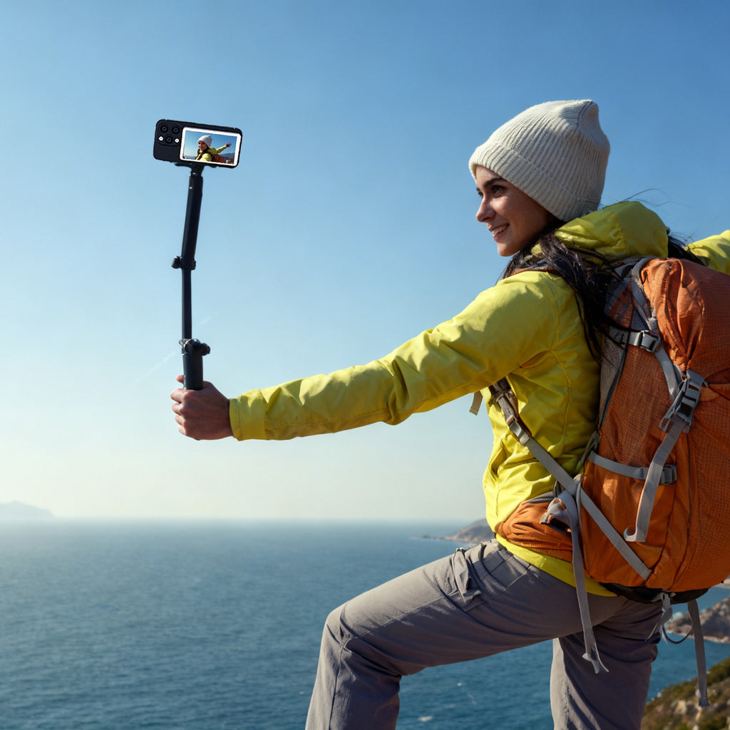 Vlog Selfie Monitor Screen Magnetic Rear Camera Phone Monitor Wireless Selfie Monitor Screen With 33FT Remote For Vlog Live Stream Compatible With IOS Android