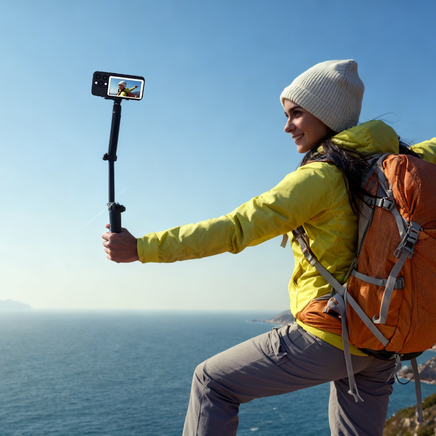 Vlog Selfie Monitor Screen Magnetic Rear Camera Phone Monitor Wireless Selfie Monitor Screen With 33FT Remote For Vlog Live Stream Compatible With IOS Android