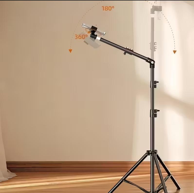Adjustable Metal Floor Tripod For Mobile Phones With Telescopic Arm, Suitable For Outdoor And Indoor Mobile Phone Live Streaming And Photography. Mother's Day Gift, Photography Equipment.